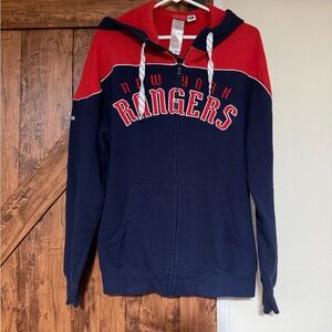 New York Rangers Reebok NHL Face off Collection Red and Blue Full Zip Hoodie M